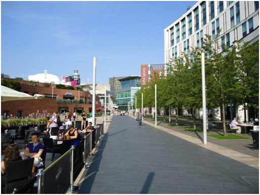 Thomas Steers Way, Liverpool ONE. To the right is the new Hilton hotel, with the John Lewis department store directly behind it. Photo by Florian Langstraat