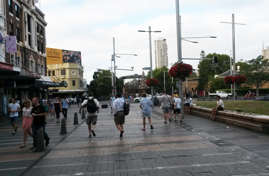 Dodging pedestrians on Oxford Street in Sydney (Photo: Matt Smith)