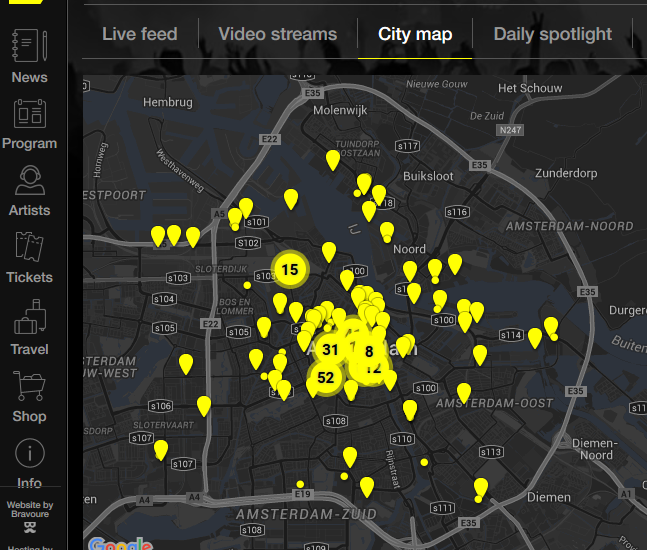 Locations of Amsterdam Dance Event. Source: ADE