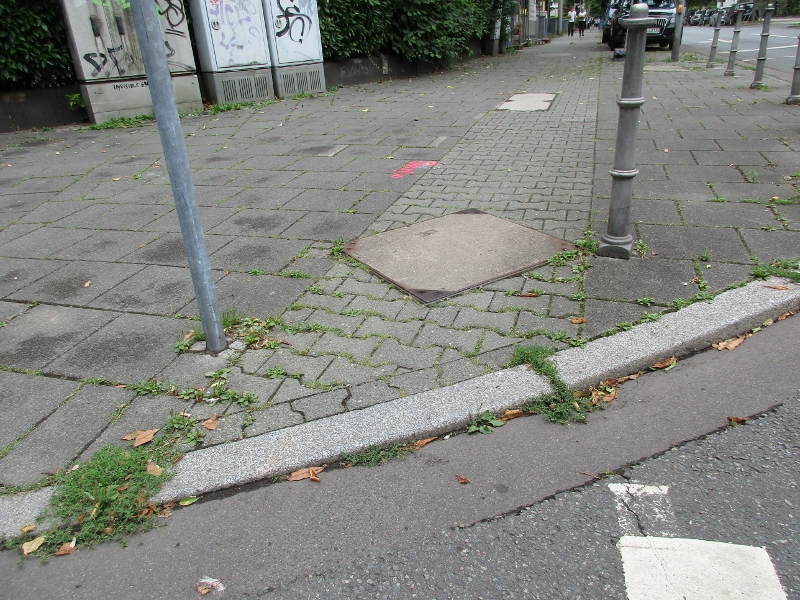 Bumping onto the designate bicycle path on the sidewalk (own picture)