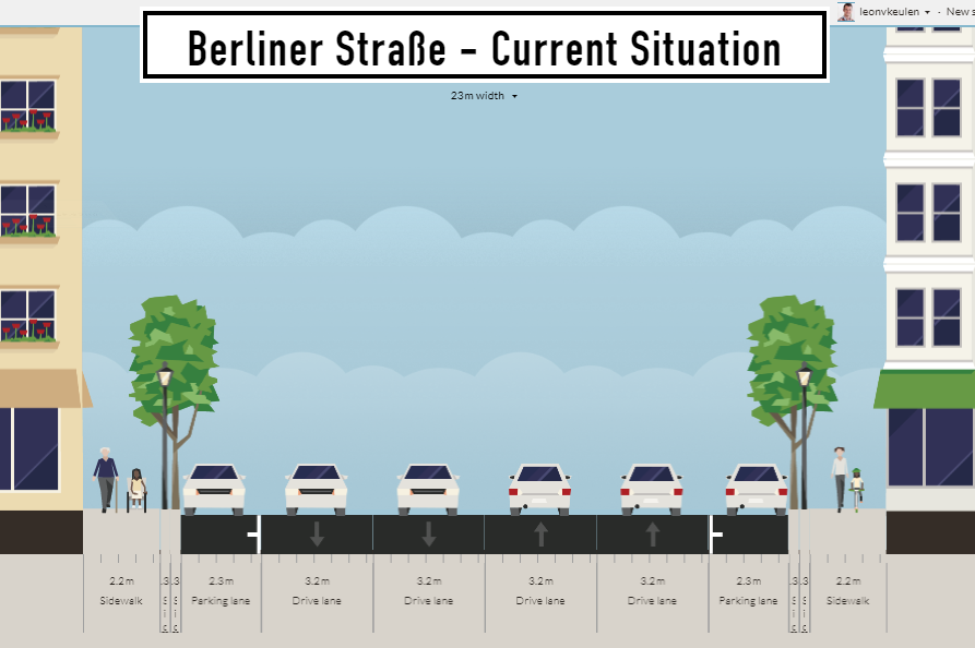 Berliner Straße - Current Situation (made by the help of Restreet:App)
