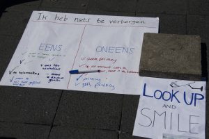 We asked passersby whether they felt that they had ‘something to hide’ for the cameras filming them at Bos en Lommerplein (Photo: Martijn Gerritsen)