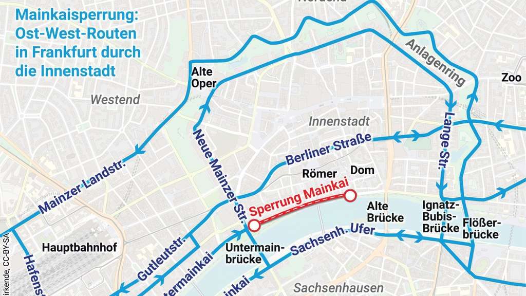 The "opened" Mainkai visualised in the Frankfurt Rundschau